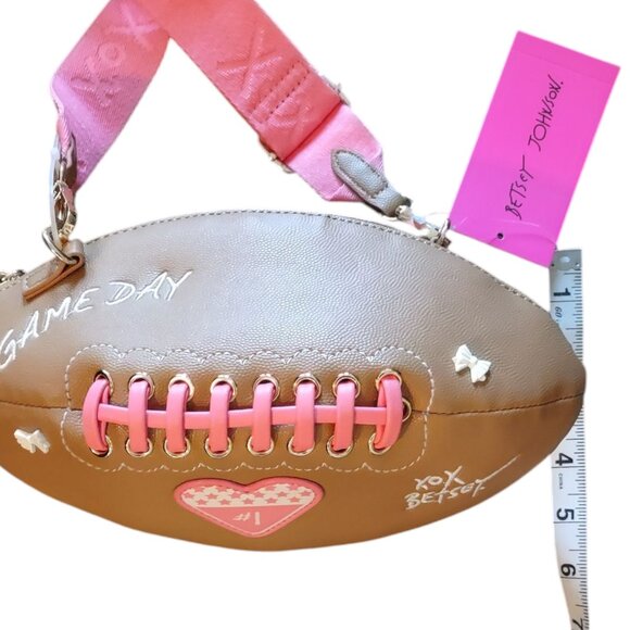 Betsey Johnson Game Day Crossbody Football Purse Helmet Charm NWT - Picture 12 of 13